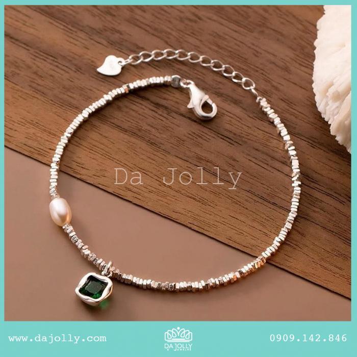 Bộ Dây Chuyền + Vòng Tay Đá Xanh_-2